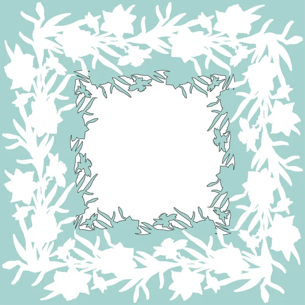 手描きの花水仙の花の正方形の飾り枠 — ストックベクタ