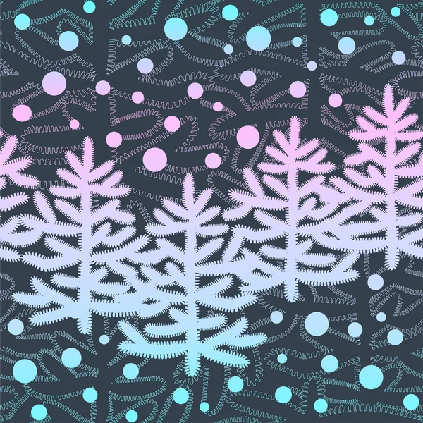 Nový rok vzor bezešvé s vánoční stromky a sněžení. — Stockový vektor