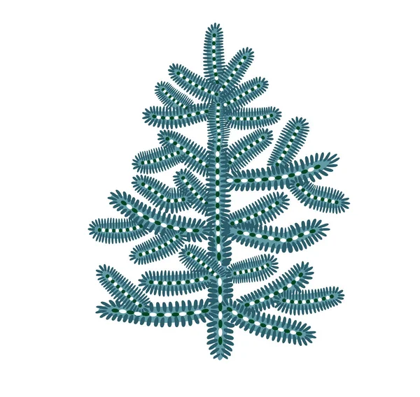 Dibujos animados árbol verde de Navidad aislado sobre fondo blanco en estilo plano — Vector de stock