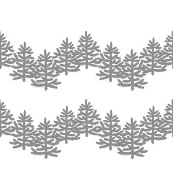 白い背景の上のクリスマス ツリーとモノクロのシームレス パターン — ストックベクタ
