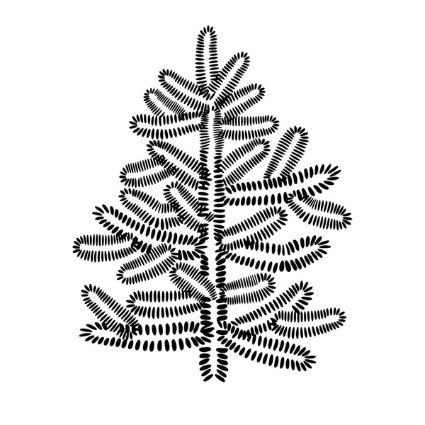Arbre vert de Noël animé isolé sur fond blanc dans un style plat — Image vectorielle