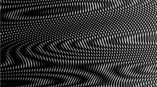 Monochrom abstrakter digitaler Hintergrund mit linearen Illusionen — Stockvektor
