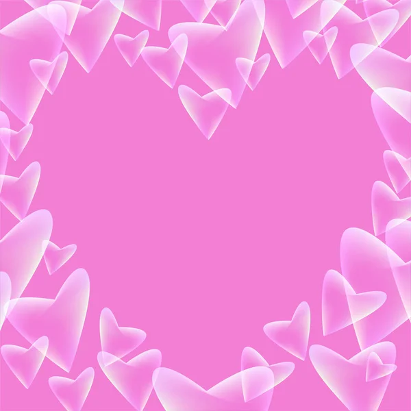 Fondo con corazones voladores.Elementos transparentes en rosa — Vector de stock