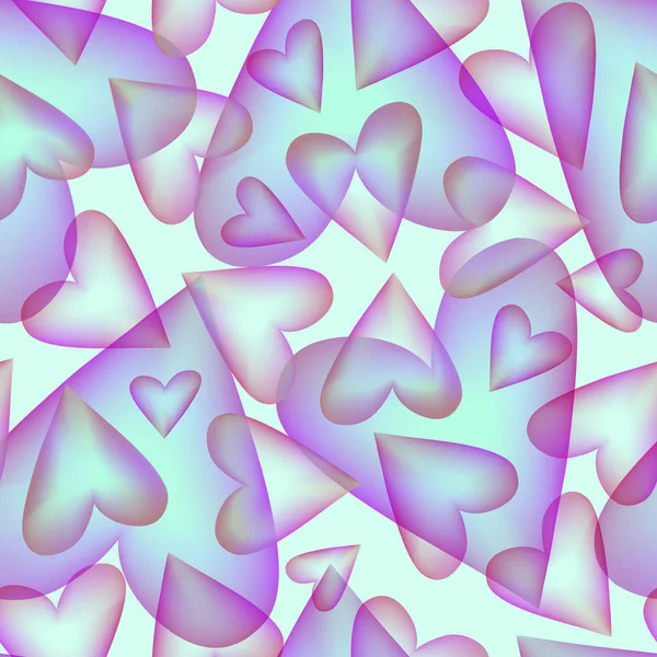 색 투명 한 마음으로 완벽 한 패턴 — 스톡 벡터
