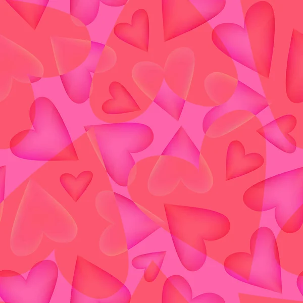 Seamless pattern with colored transparent hearts. — Stock Vector