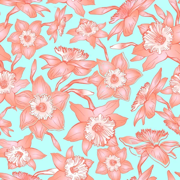 Pastel printemps floral motif sans couture avec des fleurs dessinées à la main — Image vectorielle