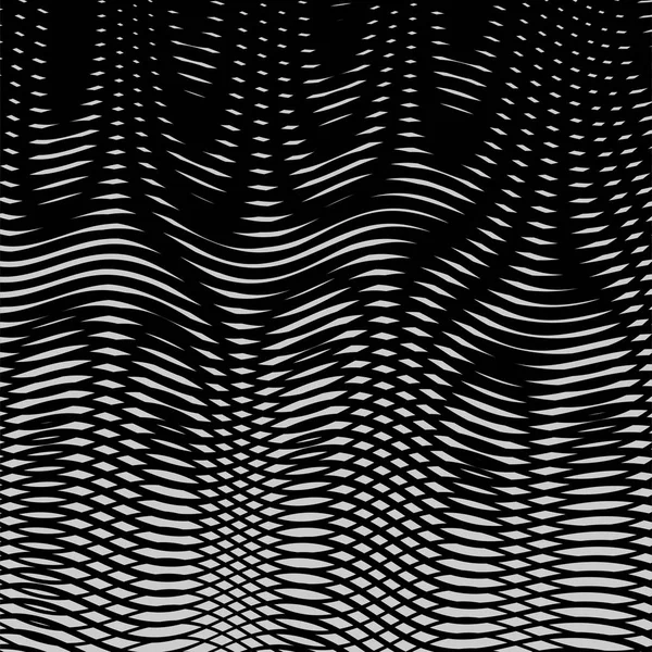 モアレ効果を持つ黒と白の抽象的な線形背景 — ストックベクタ