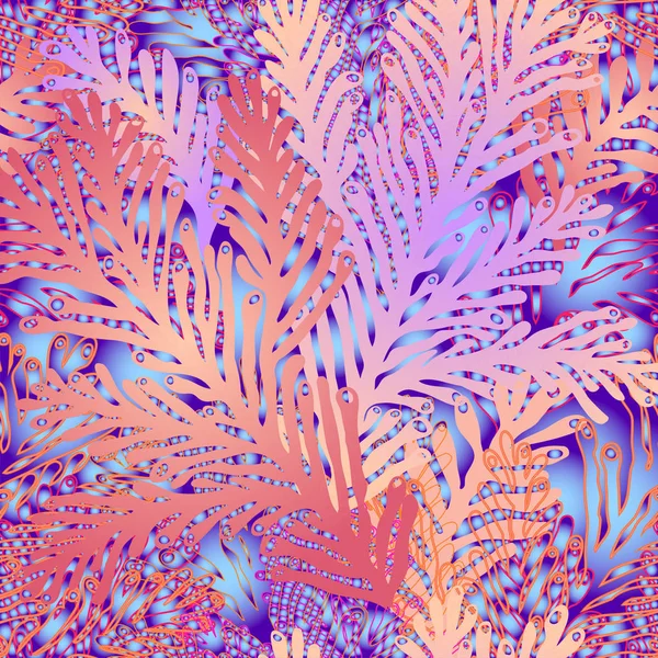 五颜六色的图案与抽象珊瑚和海藻. — 图库矢量图片