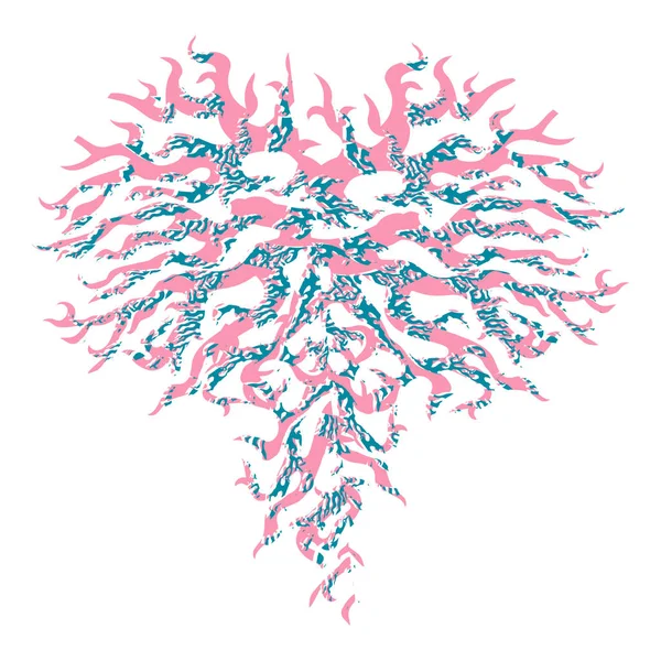 Silhueta simétrica texturizada abstrata de coral marinho . — Vetor de Stock
