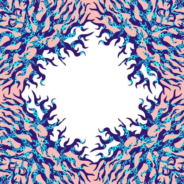 Abstrakt stiliserad färgad ram med texturerat hav koraller. — Stock vektor
