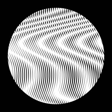 Siyah üzerinde daire şeklinde siyah ve beyaz vektör deseni.