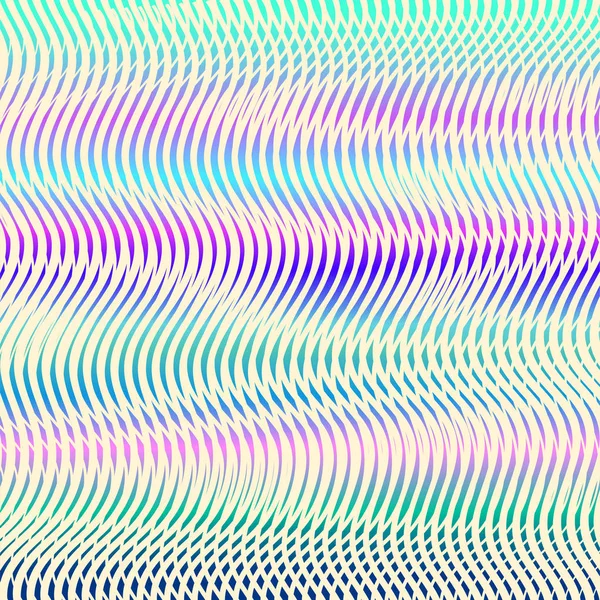 Textura meditativa de líneas de colores iridiscentes con efecto moire — Vector de stock