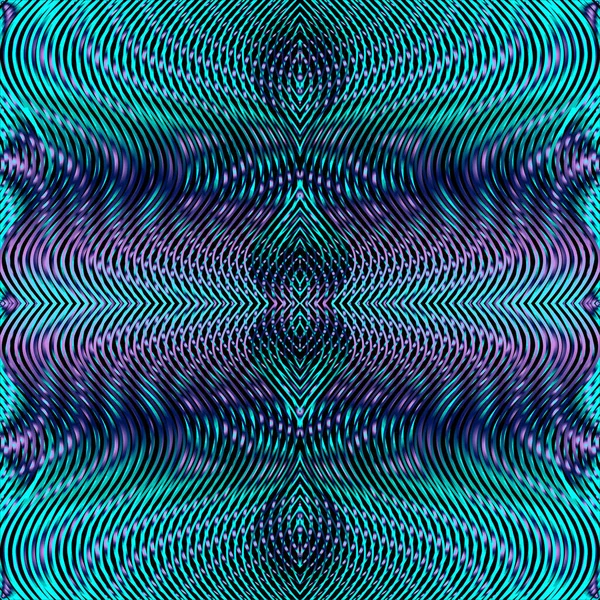 Fondo abstracto azul lineal místico simétrico con ilusión óptica. — Vector de stock