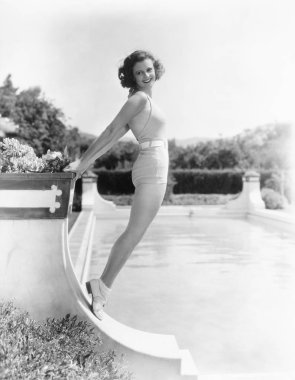 Banyo güzellik havuz başında poz