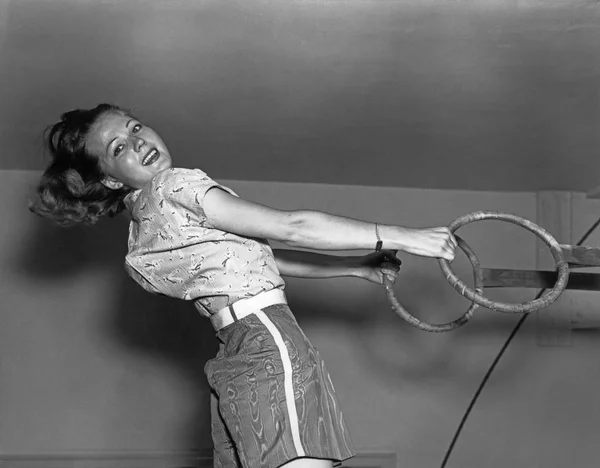 Eski Moda Kadın Egzersiz — Stok fotoğraf