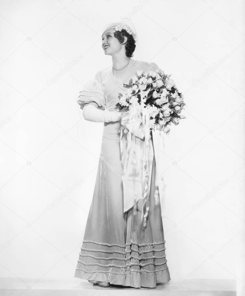 Bride with large bouquet