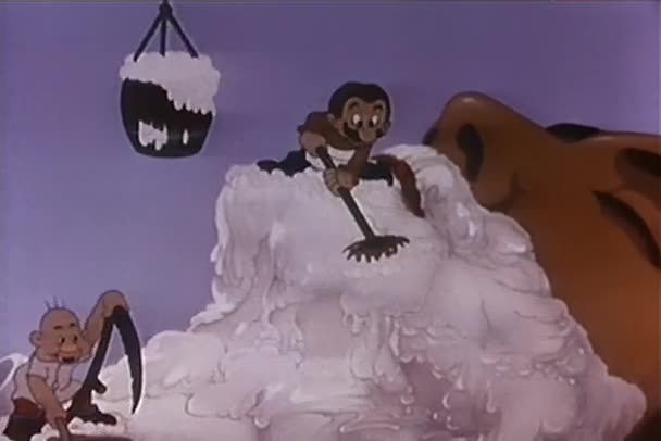 两个男人的卡通剃须一张巨大的脸 二十世纪三十年代 — 图库视频影像