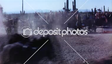 Arkadan Görünüş rodeo atların bucking oluğu, 1960'larda girme