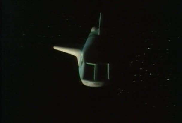 Recreación Sonda Espacial Volando Espacio 1980 — Vídeo de stock