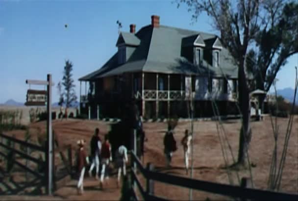 Boys Horse Drawn Cart House 1960S — Stock Video