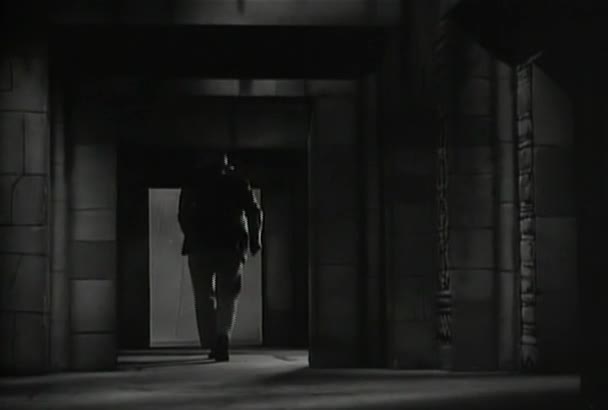 Man Walking Stealthly Hallway Hindu Temple 1930S — Stock Video