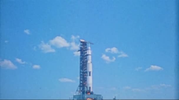 Rocket Launch Blue Sky 1970S — Stock Video