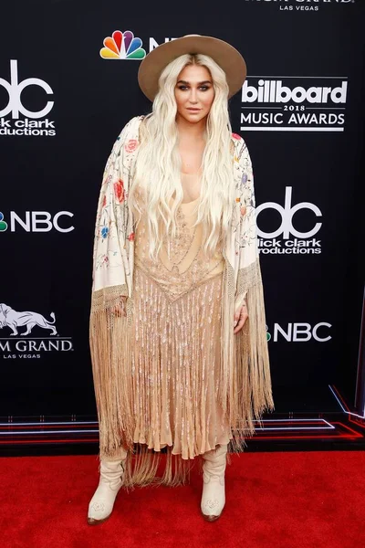 Кеша Одета Винтажное Платье Шаль Приезде 2018 Billboard Music Awards — стоковое фото