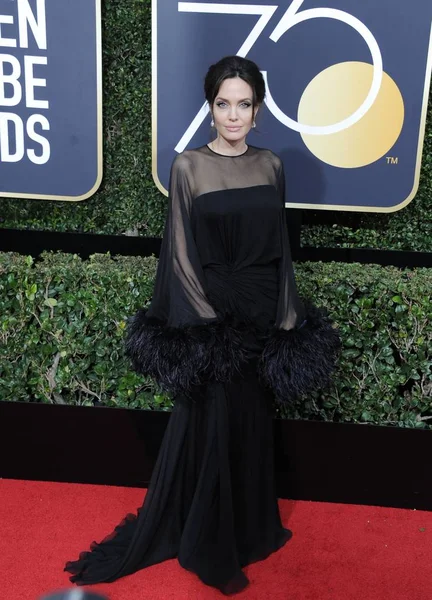 Angelina Jolie Vistiendo Vestido Atelier Versace Las Llegadas Para Los — Foto de Stock