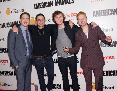 Blake Jenner, Jared Abrahamson, Evan Peters, Barry Keoghan at arrivals for AMERICAN ANIMALS Premiere, Regal Union Square, New York, NY May 29, 2018  clipart