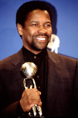 Denzel Washington with his NAACP Image Award, March, 2000 clipart