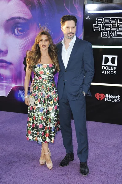 Joe Manganiello Sofia Vergara Sosirile Pentru Premiera Ready Player One — Fotografie, imagine de stoc