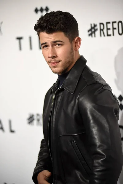 Nick Jonas Przy Przyjazdów Roczne Tidal Brooklyn Benefit Koncert Barclays — Zdjęcie stockowe