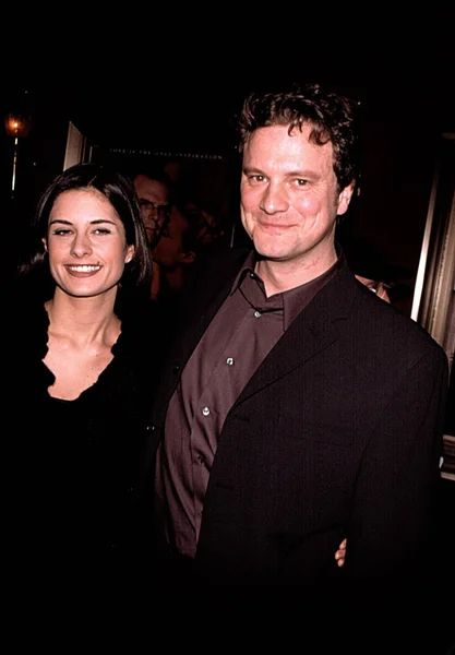 Colin Firth Wife Livia Giuggioli Premiere Shakespeare Love Nyc — Stock Photo, Image