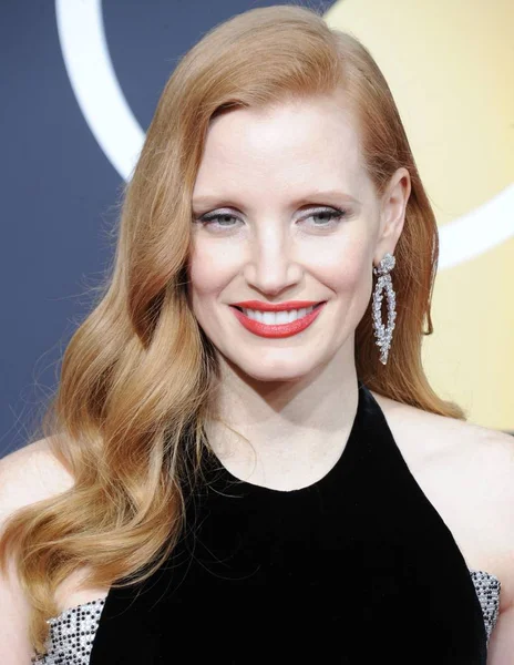 Jessica Chastain Las Llegadas Para Los 75º Premios Globo Oro — Foto de Stock