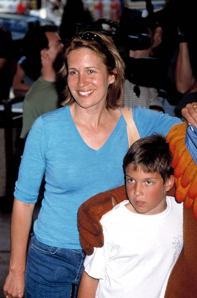 Dana Reeve with son Will at CHICKEN RUN Premiere, NY 6/20/00, by CJ Contino