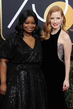Octavia Spencer, Jessica Chastain 75 Yıllık Altın Küre Ödülleri için gelenler - Gelenler 2, Beverly Hilton Hotel, Beverly Hills, Ca Ocak 7, 2018. Fotoğraf: Dee Cercone /Everett Collection
