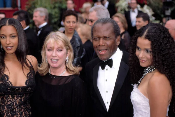 Sidney Poitier Com Filha Anika Esposa Joanna Shimkus Filha Sydney — Fotografia de Stock