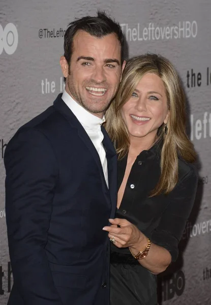 Justin Theroux Jennifer Aniston Arrivals Leftovers Series Premiere Hbo Nyu — Stock Photo, Image