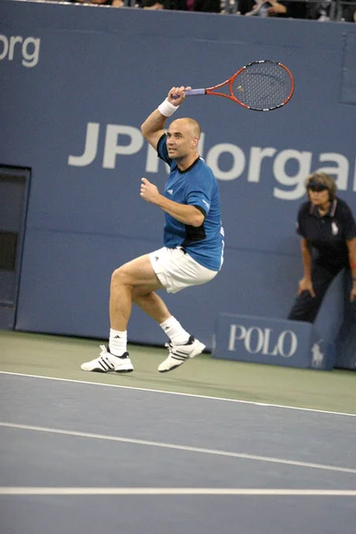 Andre Agassi All Interno Open Tennis Tournament Arthur Ashe Stadium — Foto Stock