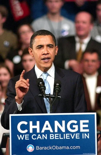 Barack Obama Scéně Baracka Obamy New Hampshire První Koncese Řeč — Stock fotografie