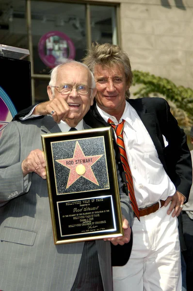 Johnny Grant Rod Stewart Penny Lancaster Alla Cerimonia Induzione Star — Foto Stock