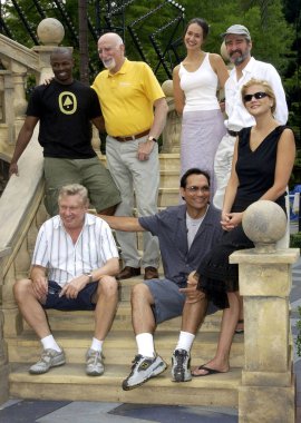 Sean Patrick Thomas, Dominic Chianese, Elizabeth Waterston, Sam Waterston, Brian Murray, Jimmy Smits, and Kristen Johnston of MUCH ADO ABOUT NOTHING at the opening rehearsals on June 30 at the Delacorte theater in Central park in New York.(Photo by B