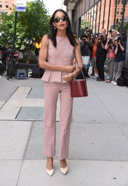 Laura Harrier (wearing Brock Collection) out and about for Celebrity Candids - MON, , New York, NY June 26, 2017. Photo By: Derek Storm/Everett Collection clipart