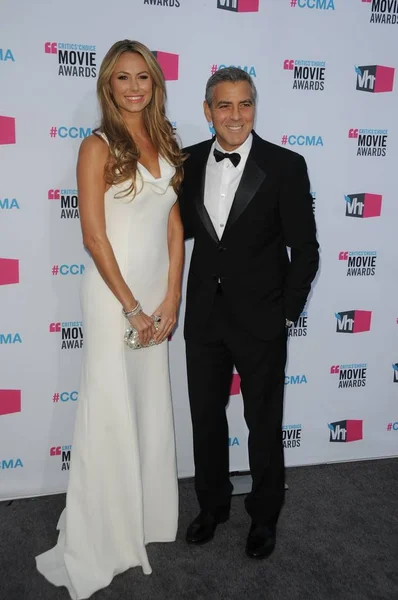 Stacy Keibler Wearing Armani Dress George Clooney Wearing Armani Tux — Stock Photo, Image