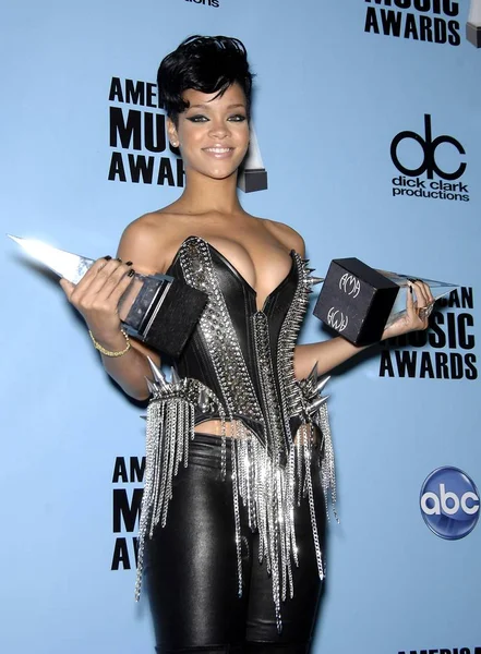 Rihanna Sajtószobában Sajtószoba 2008 American Music Awards Nokia Theatre Live — Stock Fotó