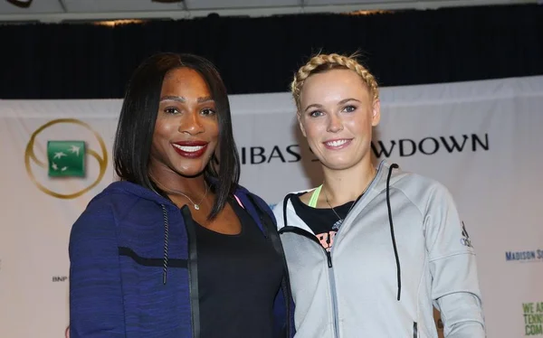 Serena Williams Caroloine Wozniacki Anwesenheit Für Bnp Paribas Showdown New — Stockfoto