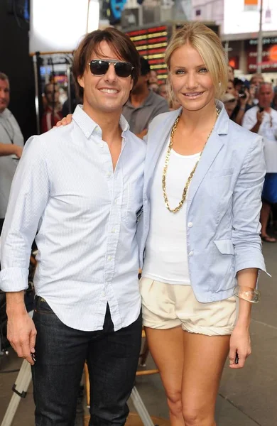 Tom Cruise Cameron Diaz Talk Show Para Good Morning America — Fotografia de Stock