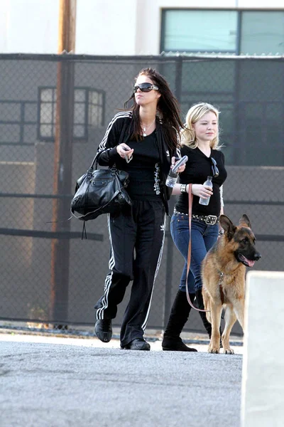 Ники Хилтон Сумкой Balenciaga Выгуливает Собаку Время Шопинга Другом Возле — стоковое фото
