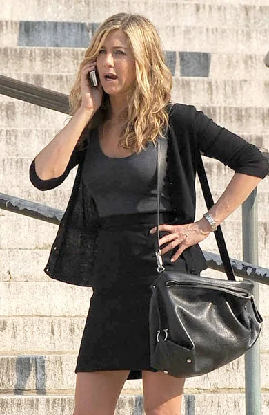 Jennifer Aniston Místě Natáčení Bounty Ulic Manhattanu New York Srpna Stock Fotografie