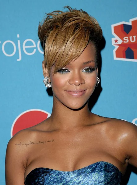 Rihanna Відвідуваності Пепсі Оновити Проект Суперкубок Старту Партії Лів Нічному — стокове фото